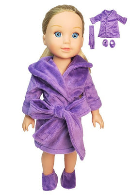 Purple Bath Robe Fits 14.5" Wellie Wisher American Girl Doll Clothing0