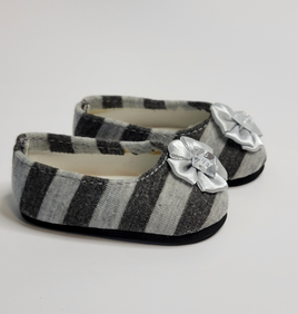 Gray Stripes Dress Shoes Fits 18" American Girl Doll Clothing Shoes0