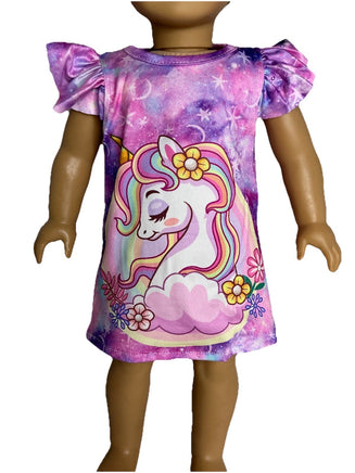 Rainbow Unicorn Nightgown Fits 18" American Girl Doll Clothes1