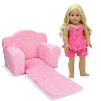 Pink Polka Dot Pull Out Chair Bed Fits 18" American Girl Doll Furniture1