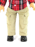Tan Corduroy Cargo Pants Fits 18" American Boy Girl Doll Clothing1