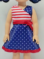 American Flag Dress July 4th Fits 14.5" Wellie Wisher American Girl Doll Clothes1