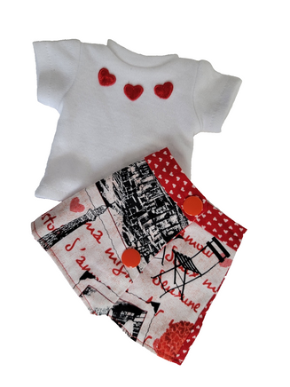 Red Hearts Skirt Set Fits 14.5" Wellie Wisher American Girl Doll Clothes3