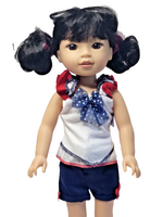 Blue Polka Dot Bow Shorts Set Fits 14.5 Wellie Wisher American Girl Doll Clothes0