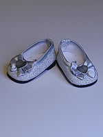 Silver Glitter Heart Dress Shoes Fits 18" American Girl Doll Clothing Shoes2