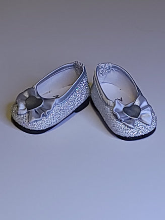 Silver Glitter Heart Dress Shoes Fits 18" American Girl Doll Clothing Shoes2