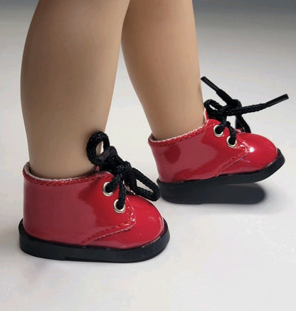 Red Shoes With Black Laces Fits 14.5" Wellie Wisher American Girl Doll Shoes1