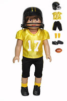 Yellow Football Uniform Helmet Shoes Fits 18" American Boy Girl Doll Clothing0