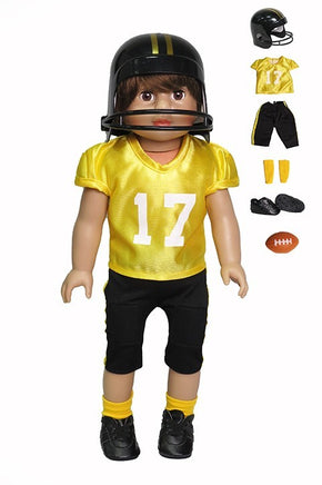 Yellow Football Uniform Helmet Shoes Fits 18" American Boy Girl Doll Clothing0