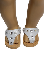 White Rhinestone Flip Flop Sandals Fits 18" American Girl Doll Clothing Shoes1