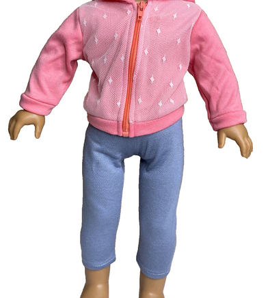 Zip Up Hoodie Pant Set Fits 18" American Girl Doll Clothing1