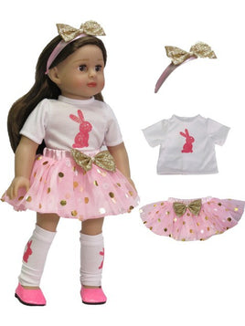 Sparkling Pink Bunny Tutu Skirt Set Fits 18" American Girl Doll Clothing0