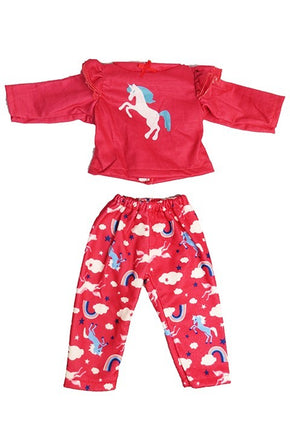 Hot Pink Unicorn Pajama Pant Set Fits 18" American Girl Doll Clothing1