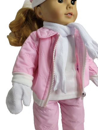 Pink Snowsuit Scarf Mittens Hat Fits 18" American Girl Doll Clothing2