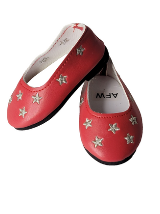 Red Star Flat Dress Shoes Fits 18" American Girl Doll Clothing Shoes0