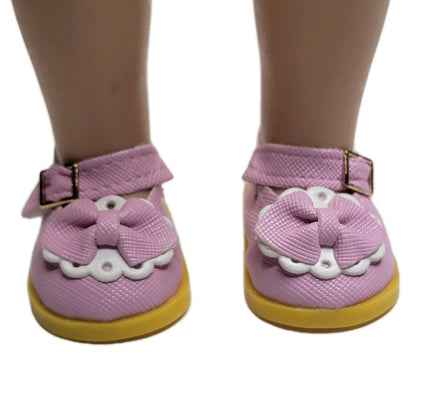 Light Pink Bow Dress Shoes Fits 14.5" Wellie Wisher American Girl Doll Shoes0
