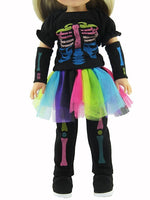 Neon Skeleton Costume Fits 14.5 Wellie Wisher American Girl Doll Clothing1