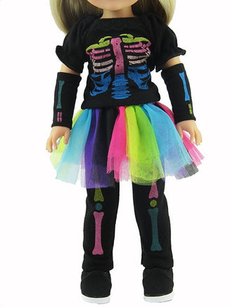Neon Skeleton Costume Fits 14.5 Wellie Wisher American Girl Doll Clothing1