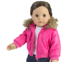 Hot Pink Fur Trimmed Puffy Jacket Fits 18" American Girl Doll Clothes0