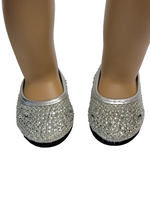 Silver Rhinestone Flats Fits 18" American Girl Doll Clothing Shoes0