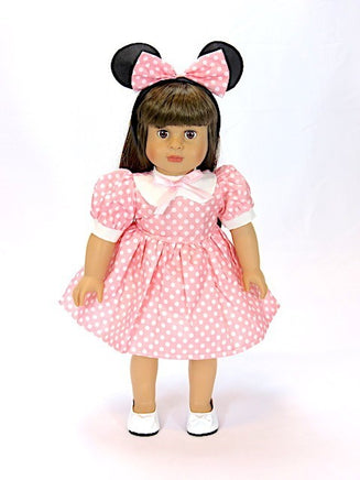 Pink Polka Dot Dress Mouse Ear Headband Fits 18" American Girl Doll Clothing2