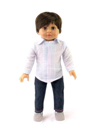 Grey Sweater 3pc Jean Pant Outfit Fits 18" American Boy Girl Doll Clothing1