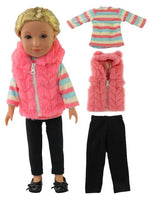 Pink Fuzzy Vest Pant Outfit Fits 14.5" Wellie Wisher American Girl Doll Clothing0