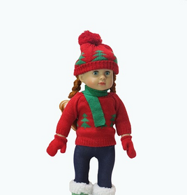 Red And Green Sweater Pant Set Hat Mittens Fits 18" American Girl Doll Clothing0