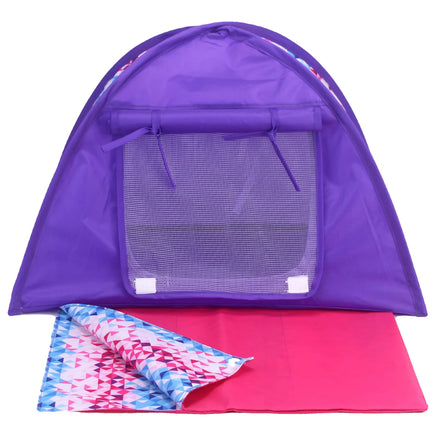Purple Camping Tent & Sleeping Bag Fits 18" American Girl Doll Accessories Sets0