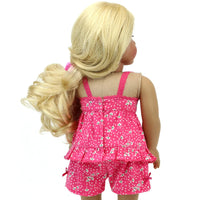 Pink Floral And Polka Dots Pajama Set Fits 18" American Girl Doll Clothing1