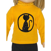 Black Glitter Cat Pant Set Fits 14.5" Wellie Wisher American Girl Doll Clothes2