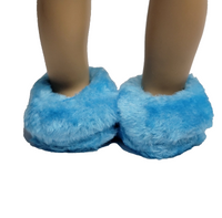 Blue Fuzzy Slippers Fits 18" American Girl Doll Clothing Shoes1