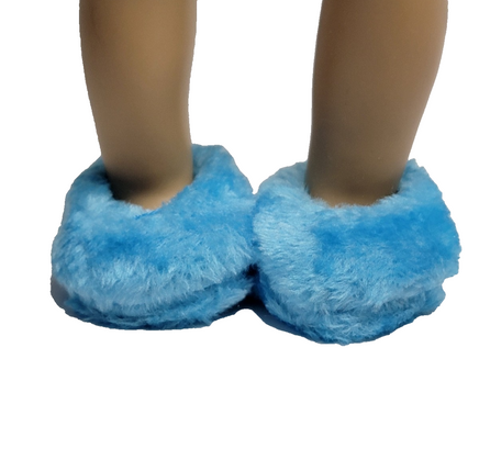 Blue Fuzzy Slippers Fits 18" American Girl Doll Clothing Shoes1