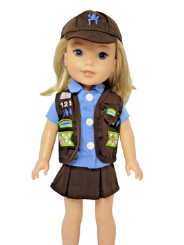Brownie Scouts Skirt Set Fits 14.5" Wellie Wisher American Girl Doll Clothing0