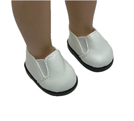 White Slip On Shoes Fits 14.5" Wellie Wisher American Girl Doll Shoes0
