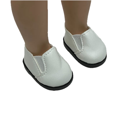 White Slip On Shoes Fits 14.5" Wellie Wisher American Girl Doll Shoes0