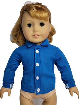 Blue Long Sleeve Shirt Fits 18" American Girl Doll Clothing0