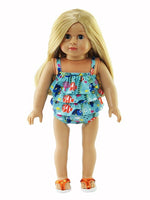 Fish Friends Ruffle 2pc Bathing Suit Fits 18" American Girl Doll Clothing2