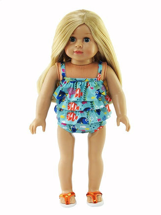 Fish Friends Ruffle 2pc Bathing Suit Fits 18" American Girl Doll Clothing2