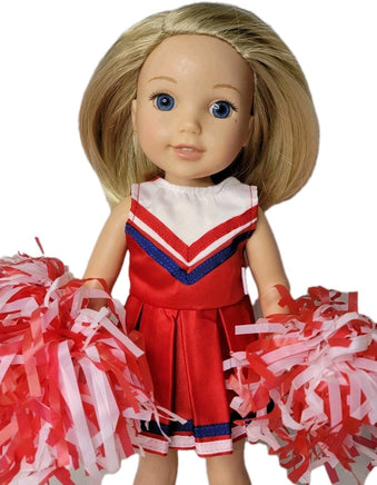 Red & White Cheer Uniform Fits 14.5" Wellie Wisher American Girl Doll Clothing1