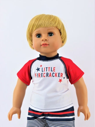 Little Firecracker Short Set Fits 18" American Boy Girl Doll Clothing1