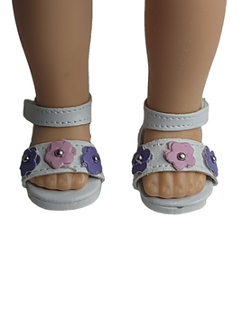 Pink And Purple Flower Sandals Fits 14.5" Wellie Wisher American Girl Doll Shoes0