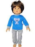 Blue Koala Bear Pajama Pant Set Fits 18" American Boy Girl Doll Clothes0
