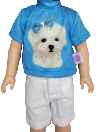 Maltese Dog Shorts Set Fits 14.5" Wellie Wisher American Girl Doll Clothing1