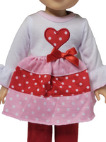 Polka Dot Heart Pant Set Fits 14.5" Wellie Wisher American Girl Doll Clothing1