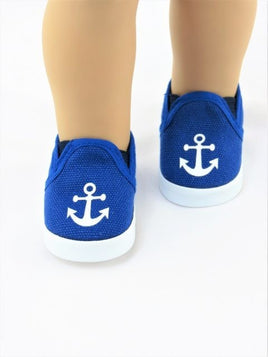 Royal Blue Anchor Slip On Sneakers Fits 18" American Girl Doll Clothing Shoes0