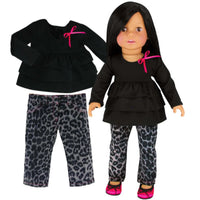 Black Tunic & Leopard Pants Fits 18" American Girl Doll Clothes1