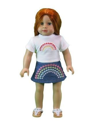 Bright Rainbow Jean Skirt Set Fits 18" American Girl Doll Clothing1