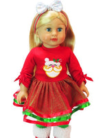 Red And Green Santa Dress Leggings Headband Fits 18" American Girl Doll Clothing1