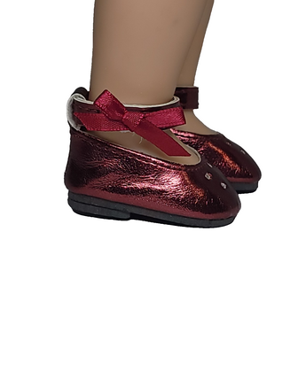Burgundy Mary Jane Dress Shoes Fits 14.5" Wellie Wisher American Girl Doll Shoes1